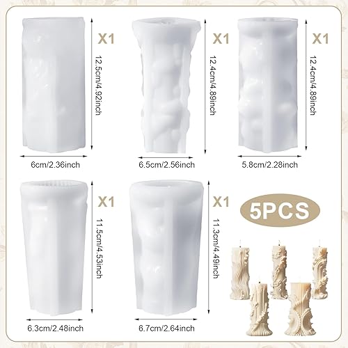 5 Pièces Moule Bougie Silicone Moules pour Bougies Bricolage Moule Silicone Bougie pour Verser Ensemble pour Faire des Bougies Parfumées Décoration de Artisanat Ornementsles Savons Faits à la Main - Nail Gallerys