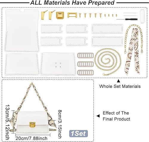 WADORN Kit de Fabrication de Sacs à Main DIY, Sac à Bandoulière en Cuir PU Fait à la Main, Fabrication de Tous les Matériaux, Sacs à Chaîne, Kits de Couture Accessoires, 20x8x13 cm (Kaki) - Nail Gallerys