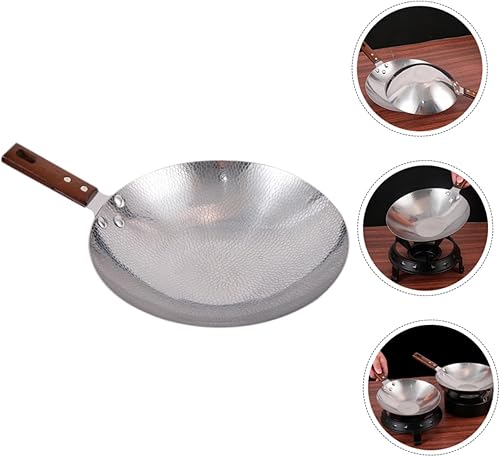 ABOOFAN Poêle Wok Innovante Avec Manche En Bois 22 Cm En Acier Inoxydable Multifonction Pour Écrevisses - Nail Gallerys