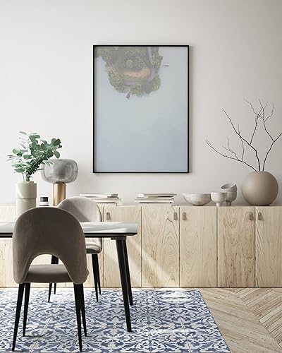 Panorama Tapis Vinyle Cuisine Salon - Différentes Tailles - (Carreaux Ciments Géométrique Brun 40x80 cm) - Nail Gallerys