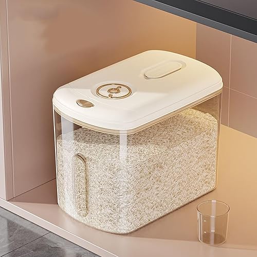 Seau À Riz Scellé De Cuisine, 10 Kg, Boîtes De Conservation Grands Pots De Stockage Récipient De Stockage D'aliments Divers Avec Tasse À Mesurer Pour Nourriture Pour Chien,chat, Riz,céréales, Farine - Nail Gallerys