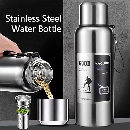 Bouteille isotherme en acier inoxydable de grande capacité pour boissons chaudes et froides, étanche, pour voyage, sport, utilisation à domicile (1 500 ml) - Nail Gallerys