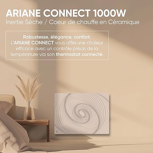 BESTHERM - Radiateur électrique fixe connecté WIFI à inertie sèche céramique 1500W Bestherm ARIANE CONNECT Design horizontal blanc - Nail Gallerys