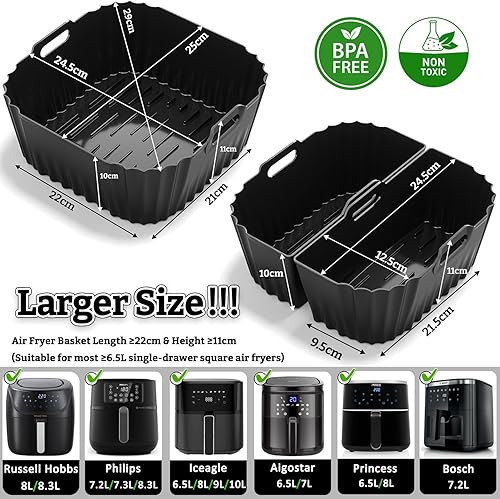 Accessoires Air Fryer Pour Russell Hobbs 8L/8,3L, Moulinex 7,5L, Avec Moule En Silicone Pour Friteuse À Air, Racks, Spray Huile Cuisine, Moule Muffin, Moule à Pain, Pour Airfryer 7L-9L - Nail Gallerys