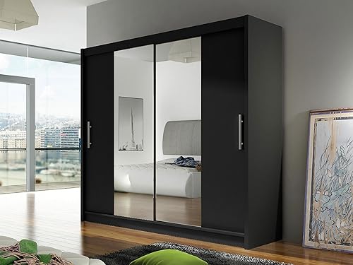 Mirjan24 London II Armoire à portes coulissantes avec miroir, armoire à portes coulissantes, armoire moderne pour chambre à coucher, 180 x 215 x 58 cm, blanche - Nail Gallerys