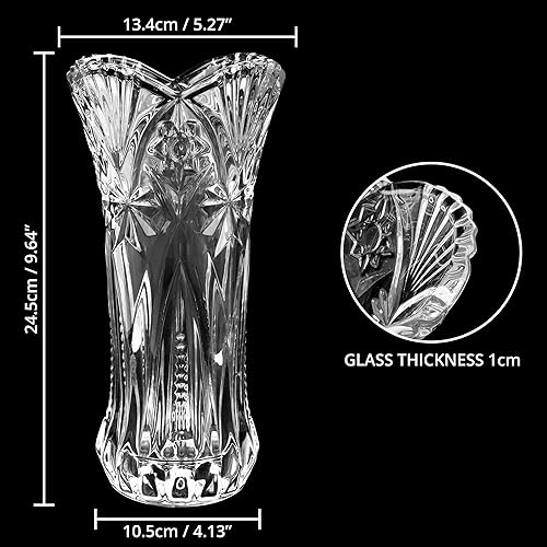 Kurtzy Vase Transparent en Cristal Clair (Lot de 2) - 24,5 cm - Vase en Verre Melodia Cylindrique Décoratif et Moderne pour Fleurs - Nail Gallerys