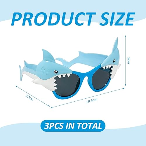 UOPJDD 3 Morceaux De Lunettes en Forme De Requin, Lunettes De Soleil Créatives Et Amusantes, Fournitures De Pansement De Fête, Accessoires Photo. - Nail Gallerys
