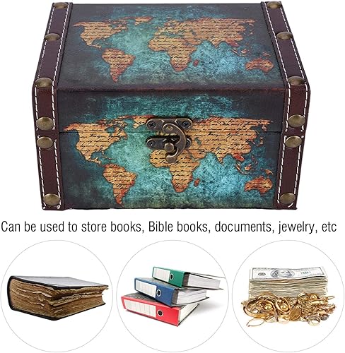 Pssopp Boîte de Rangement en Bois Vintage Coffre au trésor boîte à Bijoux Artisanat Collection étui Photographique Accessoire de Bureau Ornements(2208A-06) - Nail Gallerys