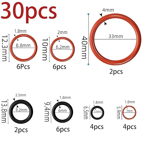 30 Joints Toriques pour Philips Saeco - Compatibles Machines à Café Automatiques Philips Saeco, Spidem, Gaggia - Lot de Joints Silicone pour Valve Vapeur, Groupe Infusion, Débit (30 Pièces) - Nail Gallerys