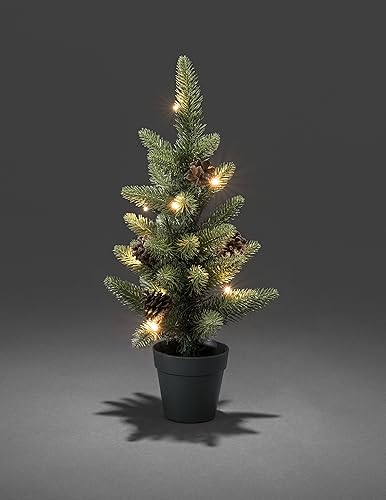 Konstsmide 3780-100 Sapin de Noël à LED avec Pommes de Pin et Pot, Plastique, 0.6 W, Blanc, 45 cm - Nail Gallerys