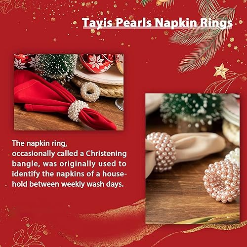Wanjorlay Lot de 12 serviettes anneau de serviettes de table de mariage avec perle blanche - Nail Gallerys