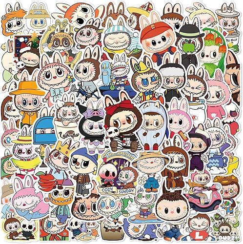 Lot de 50 autocollants Labubu de dessin animé, adorables poupées, ours, autocollants graffiti, en vinyle, imperméables, pour scrapbooking, ordinateur portable, bagages, skateboard, adolescents et - Nail Gallerys