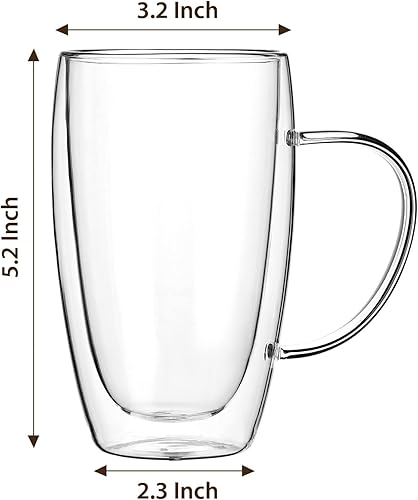 Wells Tazas de Cafe Expreso Lot de 4 tasses à expresso à double paroi isolées avec poignée, pour machine à expresso, 70,9 g, transparent - Nail Gallerys