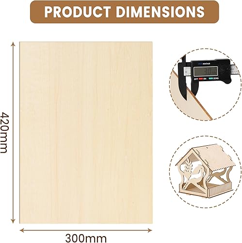 10pcs Contreplaqué 3mm - Bois pour Pyrogravure & Gravure Laser - Planche Bois Modélisme - Planche à Découper - Contreplaqué de Précision DIY (A3-420x300x3mm) - Nail Gallerys