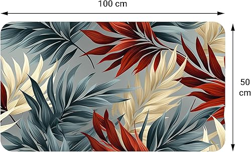 Comart - Tapis de Cuisine Austin - Imperméable - Antidérapant - Anti-Taches - Lavable en Machine - Tapis en Polyester - pour Couloir et Cuisine - Fabriqué en Italie - Folhas Tropical - 50 x 100 cm - Nail Gallerys