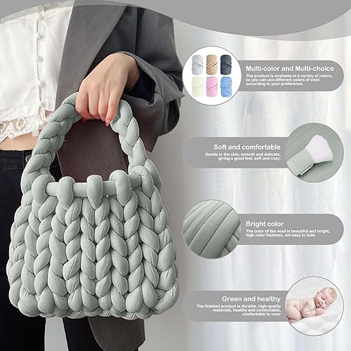 Pelote Laine Grosse Maille - 500g Longueur Environ 25m Grosse Laine à Tricoter à la Main, Grosse Pelote de Laine XXL Chunky Yarn DIY Douce et Moelleuse Laine Geante Pour Crochet,Couverture,Sac,Coussin - Nail Gallerys