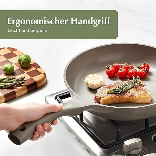 Redchef Poêle à frire antiadhésive 28 cm, avec revêtement en céramique, poêle à omelette, à induction, sans PTFE, sans PFOA, résistante aux rayures, passe au lave-vaisselle - Nail Gallerys