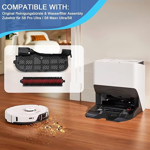 Accessoires Roborock S8 MaxV Ultra/S8 Pro Ultra – Kit de Remplacement avec Brosse Roborock Auto-nettoyante & Filtre Résistant à la Chaleur – Facile à Installer - Nail Gallerys