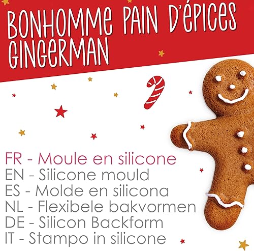 SCRAP COOKING - Moule en Silicone Bonhomme Pain d'Épices - Grand Moule à Gâteau XXL en Forme de Mannala, Mannele, Gingerbread Noël - Pâtisserie Biscuit Décoration - 3152, Or - Nail Gallerys