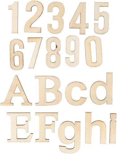 Ideen mit Herz Lot de 124 lettres en bois et chiffres en bois | Lettres majuscules et minuscules de A à Z | Chiffres de 0 à 9 | Environ 4,5 cm de haut | Idéal pour bricoler, peindre et décorer - Nail Gallerys