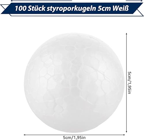 LDHHYH Lot de 100 Boules Blanches en polystyrène de 5 cm, Boules en Mousse Blanche Boules en Polystyrène, Boule Polystyrene pour l’Artisanat, Les Décorations de Fêtes et de Noël - Nail Gallerys