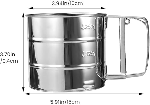 Korysnew Épandeur de sucre en poudre, tamis à farine, tamis à sucre en poudre, filtre utilisable d'une seule main, en acier inoxydable, passoire de cuisine professionnelle, saupoudreur de sucre pour - Nail Gallerys