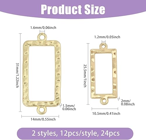 CHGCRAFT 24 pendentif Rectangulaire Creux à 2 styles Lunette Arrière Ouverte Pendentifs en Alliage Cadre Rectangulaire Creux Pendentif Creux Vierge pour Boucles D'Oreilles Bracelets Colliers - Nail Gallerys