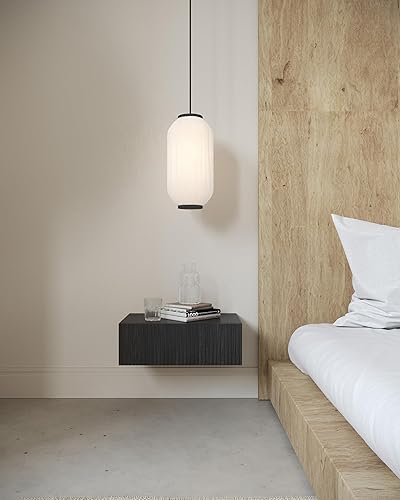 Selsey Table De Chevet Suspendue avec Tiroir À Lamelles 50 x 17 cm Table De Nuit Frêne Portland Noir Nolie - Nail Gallerys