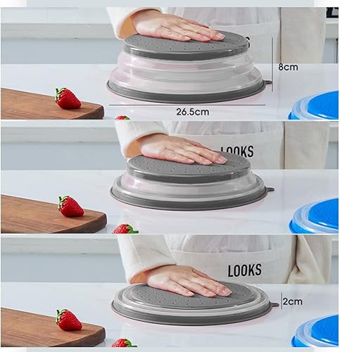 Mikiuly Cloche Micro Onde,Couvercle Pliable pour Micro-Ondes,Couvercle Micro Ondes,Cloche Micro-Ondes Rétractable,Couvercle Micro-Ondes,pour Fruits Et Légumes (Gris) - Nail Gallerys