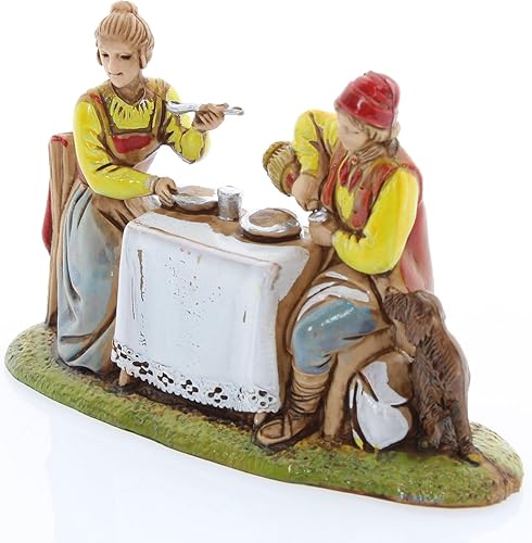 Moranduzzo Homme et Femme à la Table pour Crèche de 10 Cm Échelle 1:20-Figurines de Crèche Indestructibles-Style 700',Peinture Finition à la Main,Produit Officiel,Fabriqué en Italie,Sculpteur M. Landi - Nail Gallerys