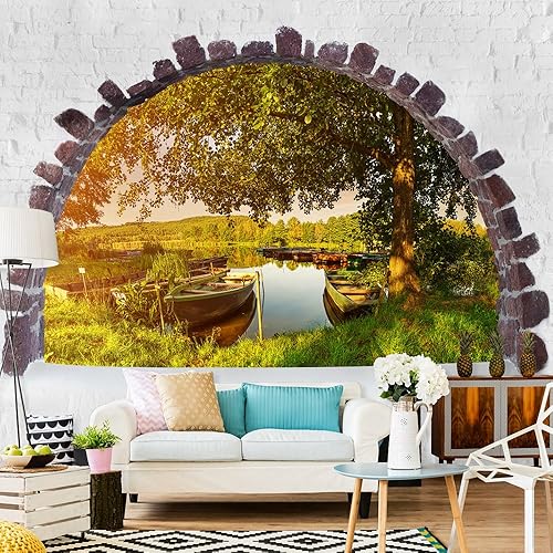 Papier peint murando intissé 300x210 cm Décoration Murale XXL Poster Tableaux Muraux Tapisserie Photo Trompe l'oeil Pierre Brique Fenetre Paysage Nature c-C-0123-a-a - Nail Gallerys