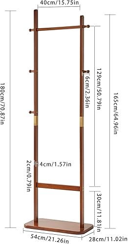 Aibiju Portemanteau sur Pied 180 cm avec Base Rectangulaire et 5 Crochets, Portant à Vêtements en Bois, Porte Vêtement pour Sacs à Main, Vêtements, Foulards Dans la Chambre, (Blanc), Yd-201 - Nail Gallerys
