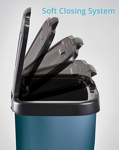 M-Home | Poubelle à Pédale Cuisine | Plastique | Bleu Mat | 40 L | JIVE | PLS8160-195 - Nail Gallerys