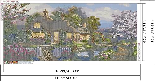 SHEGZHUC 110 x 50 cm Diamond Painting Maison de campagne européenne Diamond Painting Paysage Diamond Painting Grand XXL Peinture diamant Art Broderie Point de Croix Images Cadeau Décoration murale - Nail Gallerys