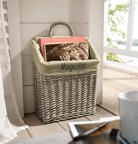 Panier à magazines en osier gris - Nail Gallerys