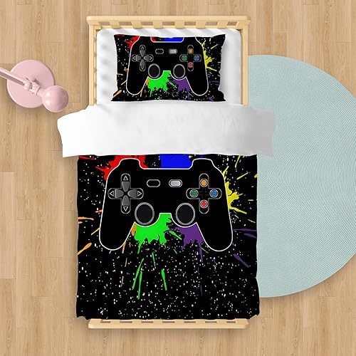 CXYXHW Parure de lit Football 2 pièces pour Enfant - 90x190cm - avec 1 taie d'oreiller - Housse de Couette Football Impression - avec Fermeture éclair (Football A,90x190cm) - Nail Gallerys