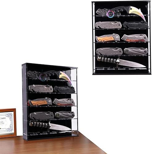 HHUXIUE Présentoir à couteaux en acrylique, présentoir à couteaux de poche pour organiser le support militaire, pliable, armoire murale avec protection contre la poussière et les UV - Nail Gallerys