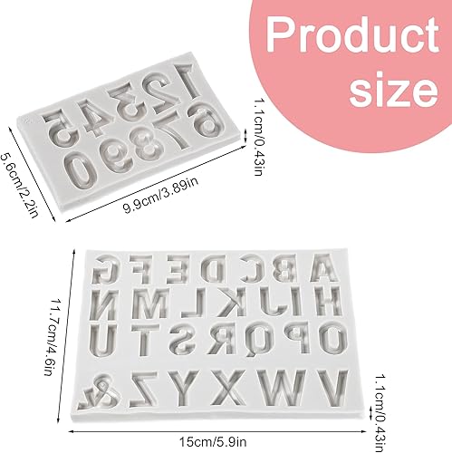 Lot de 2 moules en silicone en forme de lettres de l'alphabet de 0 à 9 pour chocolat, lettres de l'alphabet de A à Z pour gâteau d'anniversaire, bonbons, projets d'artisanat et fondant pour décoration - Nail Gallerys