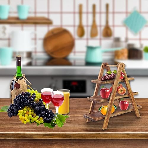 NEYOMID Support De Service en Bois,PréSentoir à Gâteaux en Bois à 3 Niveaux,Assiettes De Plateaux De Service De Buffet pour Fruits,Gâteaux Et Collations,Tour De Service De Pique-Nique Antidérapante - Nail Gallerys