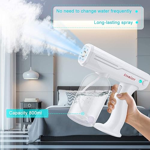 OBEST Pulvérisateur à Vapeur désinfectant, 800 ML Nano atomiseur Portable Rechargeable de avec brumisateur réglable à Faible Bruit pour la Maison, Le Bureau, l'école ou Le Jardin (800ml) - Nail Gallerys
