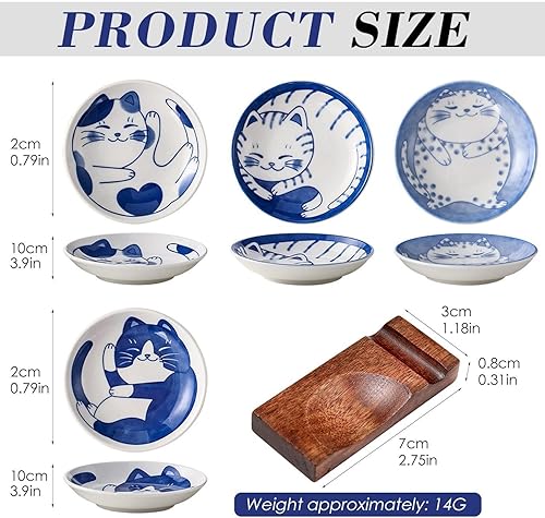 4 Petits Bols À Sauce, 1 Porte-Baguettes Et Cuillère, Petit Bol De Chat De Dessin Animé, Ensemble D'Assiettes Et De Bols En Céramique, Vaisselle Ménagère - Nail Gallerys