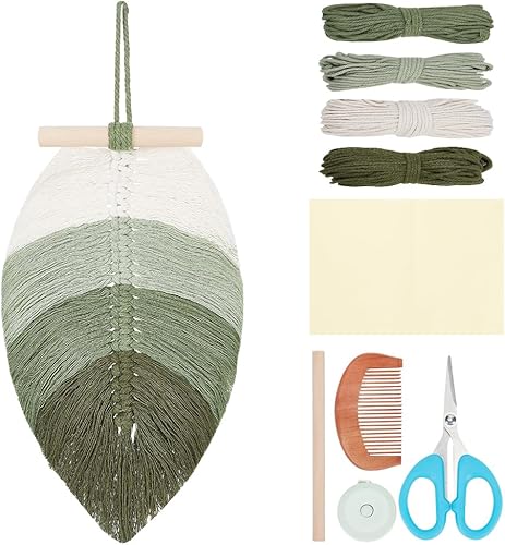 FREEBLOSS Set Macramé Feuille Kit Feuille Macramé Kit de Suspension Murale Macramé Feuille Feuille Macramé Grande Palmier Kits de Macramé pour Débutants Tapisserie de Feuilles de Macramé - Nail Gallerys