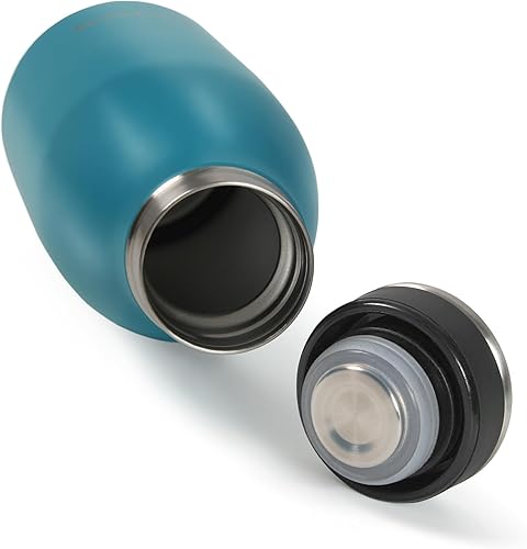 wenco Gourde en acier inoxydable bleu carribean - 350 ml - Idéale pour les enfants - Sans BPA - Anti-fuite - Convient pour les boissons gazeuses - Petite bouteille isotherme pour le sport, l'école, le - Nail Gallerys