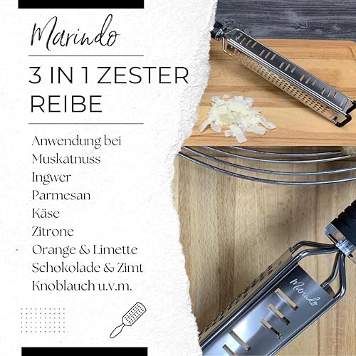 Marindo® 3 en 1 Zesteur | Râpe à Cuisine | 3 lames en acier inoxydable | rape cuisine | rape legume | rape fromage - Nail Gallerys