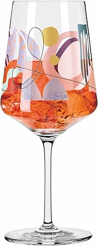 Ritzenhoff 2841007 Verre à apéritif 500 ml Série Sommerrausch n° 7 avec formes colorées Fabriqué en Allemagne, Orange, Bleu Clair, Rose - Nail Gallerys