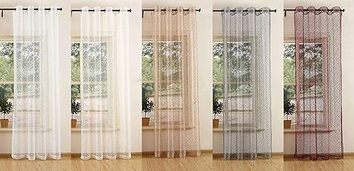 Gardinenbox Voilage Filet Rideau Oeillets Uni Transparent Filet Rideau décoratif Structure, 20352, Polyester, Naturel, 245 x 140 cm - Nail Gallerys