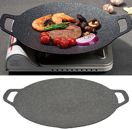 VBESTLIFE Barbecue Coréen, Poêle à Griller Coréenne avec Revêtement Antiadhésif à 6 Couches Plaque Chauffante Ronde pour Barbecue Intérieur Extérieur Noir (30cm) - Nail Gallerys