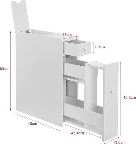 [en.casa] Meuble de Rangement de Salle de Bain Organisateur à 2 Tiroirs Panneau de Particules 58 x 16 x 48 cm Blanc - Nail Gallerys