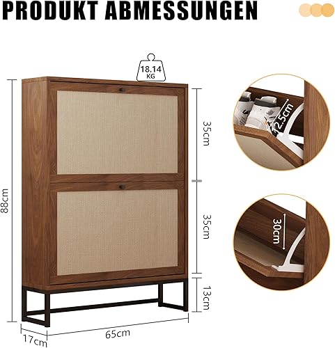 CozyVeils Armoire à chaussures autoportante avec 2 tiroirs à rabats - Meuble à chaussures étroit avec compartiments de rangement étroits modernes - Convient pour les couloirs et les entrées (fer - Nail Gallerys