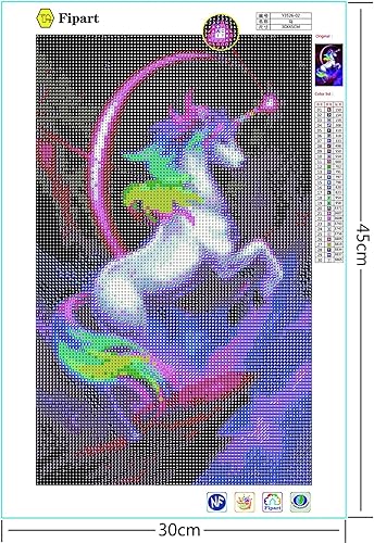 Fipart 5D DIY Peinture Diamant Kit,Canevas Complet Diamond Painting Salon Sticker Mural Maison Décoration Murale,Adultes Strass Diamant Arts Craft，Licorne 45X30CM - Nail Gallerys